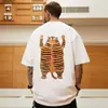 Camiseta de manga corta para hombre verano 2025 impresión de tigrito gordito nuevo ins talla grande para estudiantes estilo Hong Kong holgada media manga