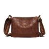 Bolsa Transversal de Couro Macio com Diamantes da Moda Transfronteiriça Bolsa de Ombro Feminina Nova Retrô Simples Multicamadas de Grande Capacidade Bolsa de Mãe