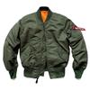 Traje de Béisbol Americano Engrosado Otoño e Invierno Verde Militar Chaqueta Bomber MA-1 talla grande Cuello Vertical Chaqueta de Trabajo para Hombre