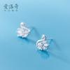 S925 brincos de prata para mulheres estilo coreano fresco diamante-incrustado mini cisne temperamento bonito animal brincos lote G0918