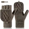 Novas luvas de tricô femininas para outono e inverno com cobertura flip, espessadas para aquecimento, adequadas para escrever e uso ao ar livre, luvas sem dedos para proteção contra o frio