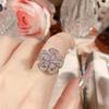 Camélia Joia de Luxo Leve Design Dimensional Cor da Flor Tesouro Conjunto Água-marinha Brilhante Anel de Dedo Indicador Margarida com Diamante Completo