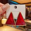 Arete Geométrico de Triángulo Sense Avanzado Pendientes Elegantes Moda Femenina Rojo Atmosférico Pendiente de Oreja Francés de Nicho 2023 Nuevo