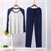 Ropa de casa Primavera y Otoño Pijama para Hombre Conjunto Delgado Casual Transpirable Cómodo Manga Larga Jersey Ropa para el Hogar Cuello Redondo
