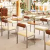 Cafetería estilo crema, tienda de té de leche, pastelería, mesas y sillas casuales, mesa cuadrada retro moderna para uso comercial