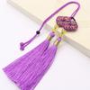 Cuerda colgante estilo Xizang Ruyi moneda de cobre seda congelada doble borla exquisita cuerda hecha a mano borla cuentas amarillas borla bolsa colgante oreja colgante