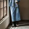 Falda vaquera de mujer de tiro alto, denim lavado, modelo nuevo otoño 2026, longitud media, holgada, adelgazante, falda de línea A con abertura