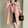 Nuevo Abrigo de Lana Delgado de Longitud Media con Botones de Corazón y Cuello de Muñeca para Mujer Otoño/Invierno 2025