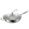 Olla de Titanio con Superficie Cóncava, Sin Recubrimiento, Apta para Inducción, Antiadherente, Fondo Redondo, para Uso Doméstico, Compatible con Estufas de Gas, Sartén