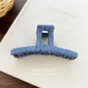 Pinza para el Cabello de Tela de Mezclilla Vintage Rayas Rojas y Azules Wrap-Around, Elegante Pinza Tiburón para Recogidos en la Parte Trasera de la Cabeza Accesorio para el Cabello