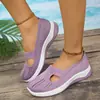 Sapatos Femininos Temu Verão Malha Tecida Fly Respiráveis Sapatos de Uma Sola com Solas Macias Que Não Cansam Seus Pés, Sapatos Casuais Planos de Calçar