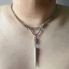 Colar de rebite hip-hop em aço titânio, acessório masculino moderno, corrente de suéter em formato de coração para Instagram, corrente para clavícula, estilo unissex
