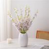 Flor artificial, orquídea danzante amarilla, flor falsa, onsinopsis, flor de seda, flor seca de plástico, ramo de phalaenopsis de cabeza amarilla de cinco tenedores grandes
