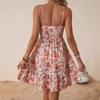 Vestido feminino com estampa floral e ombro de fora, primavera e verão 2025, estação independente da Amazon, europeia e americana, transfronteiriça