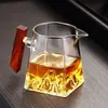 Taza de Cristal de Borosilicato Alto con Mango de Madera, Taza Montaña de Nieve con Asa Lateral, Accesorio Separador de Té, Mar de Té Montaña de Nieve Asa Lateral
