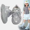 Tênis Chunky de Malha Única Estilo Coreano para Meninas Sapatos de Corrida Infantis Estilo Verão Fino Crianças Médias e Grandes Meninas Pequenas Sapatos de Princesa