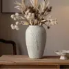 Vaso Branco de Cerâmica Jingdezhen Estilo Wabi-Sabi Gres Retrô Arranjo de Flores Decoração de Casa B&B Sala de Chá Branco Bolha