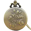 Reloj de Bolsillo Vintage de Bronce con Flor Doble de Ocho Pétalos para Hombres y Mujeres Reloj de Bolsillo de Cuarzo Reloj Grande Colgante Reloj de Regalo Reloj de Bolsillo Simple Creativo