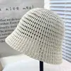 Sombrero de Pescador Tejido Hueco Delgado Estilo Japonés para Mujer, Primavera y Verano, Transpirable, Combinable, Sombrero Cubo, Casual, Protección Solar y Sombrilla, Sombrero Cubeta
