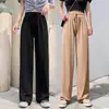 Pantalones de pierna ancha de seda helada para mujer, pierna recta, verano, finos, cintura alta, caída, ajustados, holgados, casuales, pantalones para mujer de comercio exterior