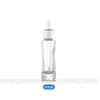 Botella de Vidrio para Esencia de Hombro Plano de 30 ml con Color Degradado y Anillo de Doble Capa, Botella Cosmética, Botella Gotero para Líquido Original, Botella Dispensadora de Aceite Esencial