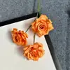 3 Cabezas de Rosas Artificiales con Bordes Rizados para Decoración de Boda, Pared de Flores, Arreglo de Pasillo, Flores de Seda, Flores Falsas, Arreglo de Boda, Rosas de Diamante
