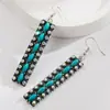 Amazon Pendientes de Explosiones Largos de Aleación con Incrustaciones de Diamantes Pendientes de Turquesa Estilo Étnico Occidental Retro Elegante Pendientes para Mujer