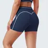 Pantalones Cortos Deportivos de Cintura Alta Transfronterizos Bloque de Color Costura Capa Base Casual Pantalones Cortos de Yoga para Correr al Aire Libre Fitness Mujer