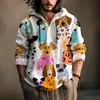 Camisa de Manga Longa Masculina de Verão Nova, Estilo Y2 Europeu e Americano, com Estampa 3D, com Capuz de Abertura Frontal, Venda Direta do Fabricante