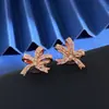 Brincos de Flor com Laço de Strass Tridimensional em Laço de Laço de Zircônia Encrustada, Estilo Versátil para o Dia a Dia, Luxo Leve e Requintado