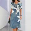 2024 Comercio Exterior Transfronterizo Hermosa Falda Casual de Línea A para Mujer con Estampado Digital 3D Verano Elegante en Forma de O