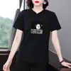 Camiseta de Manga Corta de Verano para Madres de Mediana Edad, Nuevo Estilo 2026, Talla Grande Holgada, Top que Cubre la Barriga, Camiseta Básica