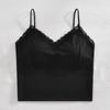 Verão Novo Renda Decote V Costas Bonitas Camisola Sutiã para Mulheres com Bojos, Colete com Bojo Fixo Seda Gelo Sutiã Envolvente