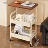 Estante de almacenamiento móvil multicapa para sala de estar, de pie con ruedas, carrito pequeño estilo vintage, estante de almacenamiento para snacks en casa