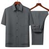 Novo pai chinês roupas de meia-idade e idosos homens casuais camisa gola manga curta 40-60 anos de idade terno de verão masculino