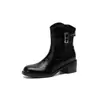 Estilo de moda minimalista elegante, botas Martin de salto grosso de 5 cm no meio da panturrilha para mulheres, botas western 2026, botas de montaria confortáveis e versáteis