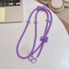 Cadena de cuentas con lazo de colores para chica Han Feng, cadena para funda de teléfono móvil, cadena larga cruzada personalizada, cordón para colgar en bolso.
