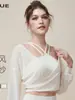 Top de Ropa de Yoga de Alta Gama Yidi, Cubierta Deportiva de Secado Rápido de Manga Larga para Entrenamiento de Pilates y Fitness (Bustier No Incluido)
