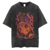 [Lavada Transfronteiriça] Camiseta Streetwear Hip-Hop Masculina Vintage Retro Dragon Ball Gráfica Camiseta Lavada Harajuku