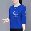 E-commerce Transfronteiriço E-commerce Transfronteiriço Camiseta de Sete Mangas Feminina para Mães de Meia-Idade Blusa Solta Tamanho Plus Manga Curta Camada de Base