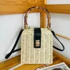 Bolsa de Palha Tecida Nova Feminina Mais Vendida, Bolsa Quadrada Pequena Vintage, Bolsa de Ombro, Bolsa Transversal, Bolsa de Mão, Bolsa de Praia