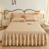 Falda de cama de algodón con doble encaje, pieza individual, 1,8 m², algodón, antideslizante, acolchada, gruesa, cubrecama, sábana