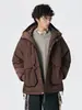 Rumeng 90 Plumón de Pato Blanco Ropa de Trabajo Chaqueta Acolchada con Capucha para Hombres y Mujeres Invierno Americana Talla Grande Holgada Exterior Engrosada Chaqueta para Hombres