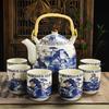 Juego de Té Kung Fu de Cerámica para el Hogar Sencillo Moderno Tetera de Flores Filtro Juego de Té para Té Negro Taza de Té 6 Piezas Grandes