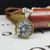 Prata Esterlina S925 Estilo Novo Personalizado Retrô Indiano Pingente Padrão de Homem Cabeça de Homem de Pedra Masculino e Feminino Estilo Antigo Versátil