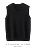 Venta al por mayor de fábrica Hilo Consinee Elegante 100% Cachemira Pura Chaleco de Cuello V Chaleco para Hombre Suéter Casual Holgado Hombre