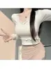 Camada Interna de Renda Desejo Puro com Camisa Base De Rong para Mulheres, Novo Design Outono/Inverno 2025 Gola V Manga Longa Top Estudante Tendência