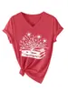 Amazon eBay sitio independiente casual de moda personalizado para mujer camiseta floral de cuello en V de manga corta, en stock de comercio exterior