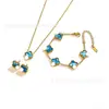 Conjunto de Pulseira, Colar e Brincos de Aço Titânio Popular Transfronteiriço 13mm Trevo de Cinco Folhas, Joias de Trevo de Quatro Folhas 18K Atacado