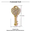Pingente DIY Chave Coração de Diamante Retro Francês Aço Inoxidável Colar Geométrico de Flores Feminino Acessórios de Joias Aço Titânio